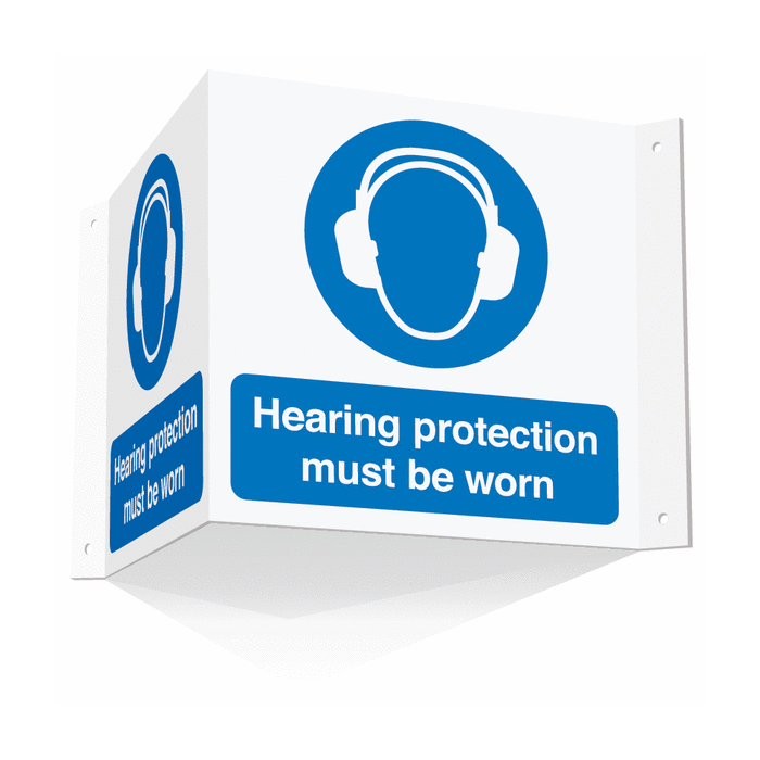 Hearing Protection Must Be Worn Projecting 3D Sign