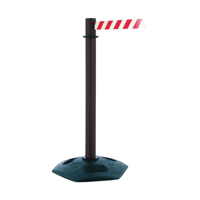 Heavy Duty Black Post With Red & White Webbing