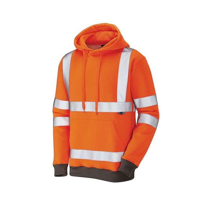 High Visibility Fluorescent Orange Hooded Sweatshirt