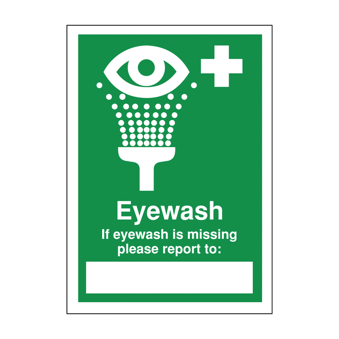If Eyewash Is Missing Please Report To Sign