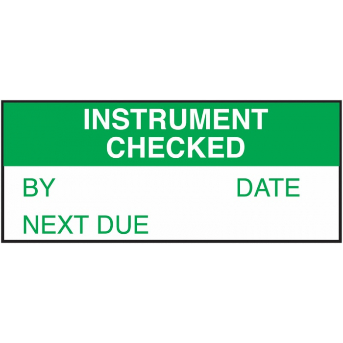 Instrument Checked Vinyl Cloth Labels are used by calibration inspectors to attach to instruments the have been calibrated and conveys the message 