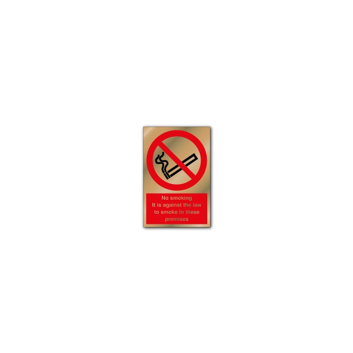 It Is Against The Law To Smoke On Premises Brass Sign