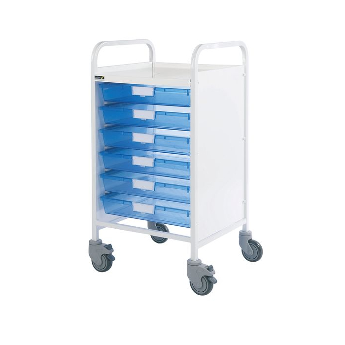 Vista Medical Storage Trolley And 6 Blue Removable Trays