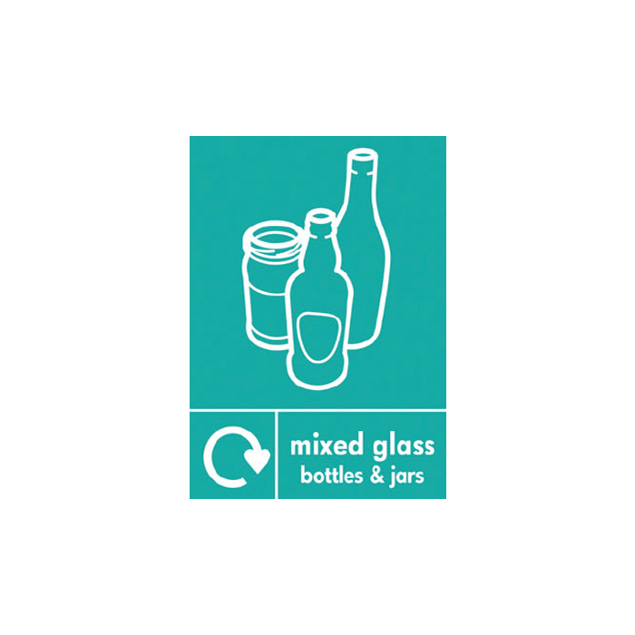Mixed Glass Bottles And Jars WRAP Recycling Sign