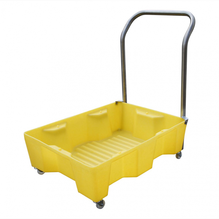 The Mobile Chemical Resistant Spill Trolley is manufactured from polyethylene for broad chemical resistance, is lightweight, compact and can fit into small areas making the Trolley ideal for housekeeping, transporting chemicals and spill control.