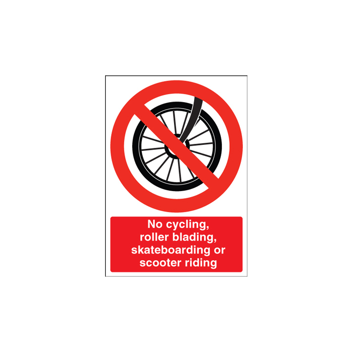 No Cycling Rollerblading Skateboarding Scooter Sign