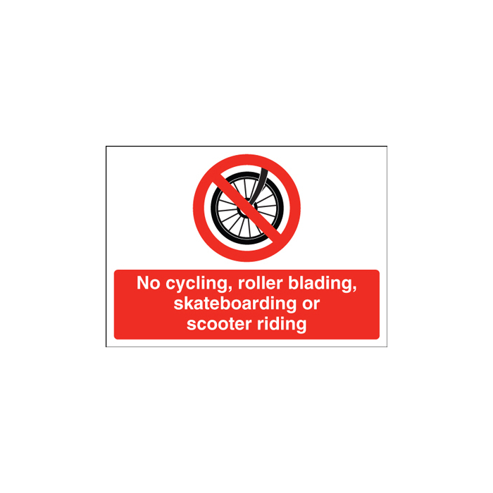 No Cycling Rollerblading Skateboarding Or Scooter Riding Sign