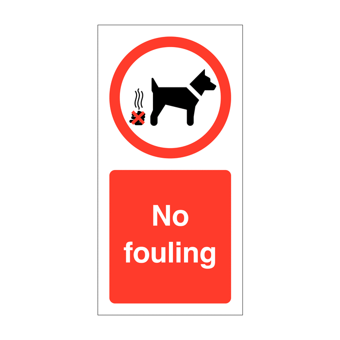 No Dog Fouling Vinyl Safety Labels On-a-Roll