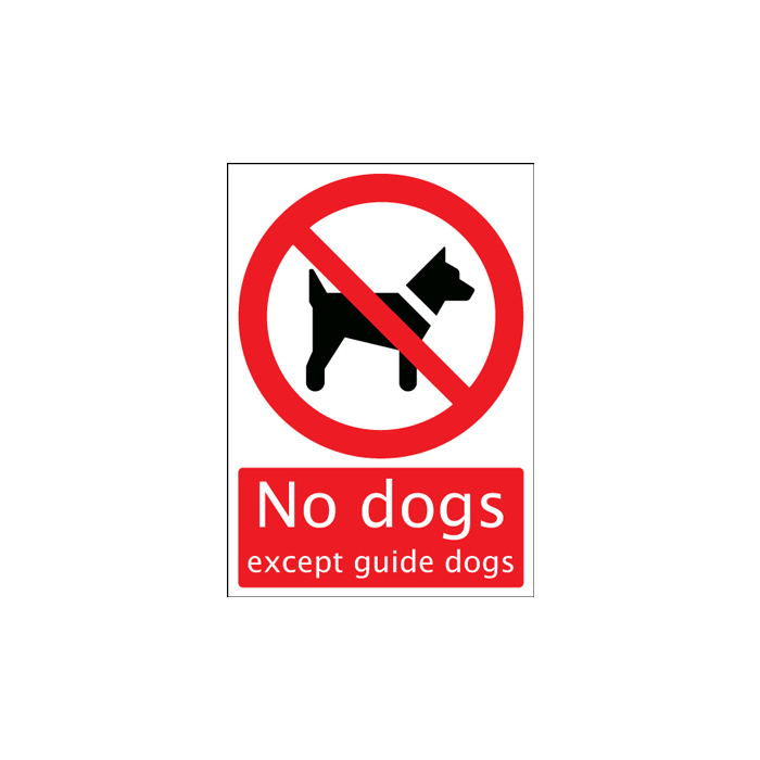 NO Dogs Except Guide Dogs Sign
