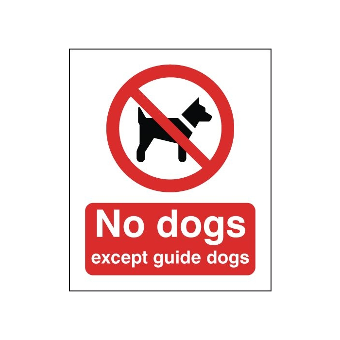 No Dogs Except Guide Dogs Prohibition Sign