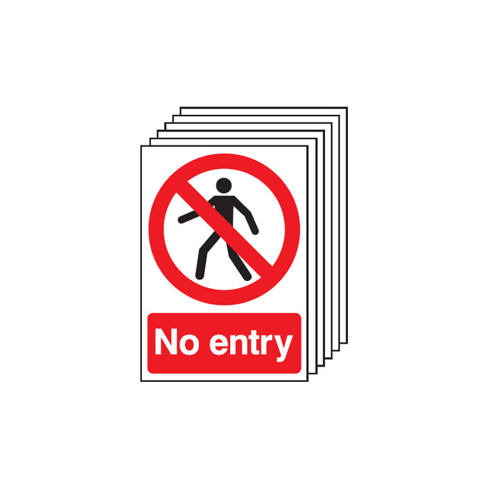 No Entry Prohibition Safety Sign 6 Pack