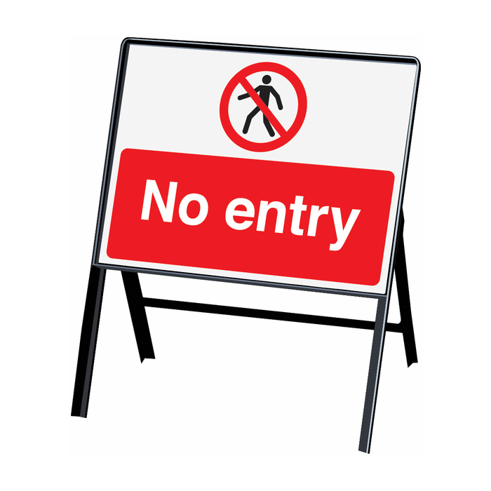 No Entry Prohibition Stanchion Safety Signs