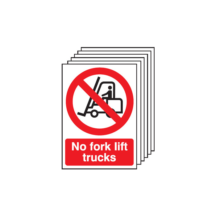 No Fork Lift Trucks Prohibition Sign 6 Pack