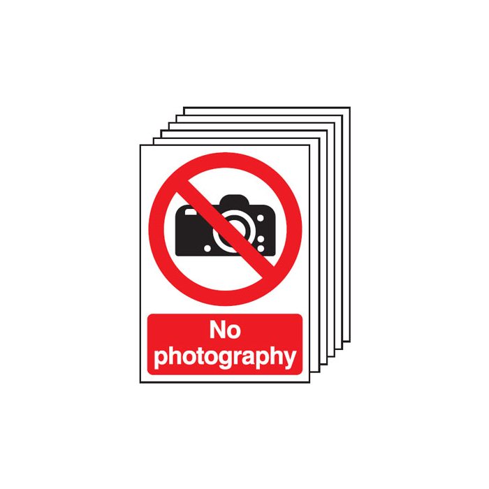 No Photography Prohibition Pack Of 6 Signs