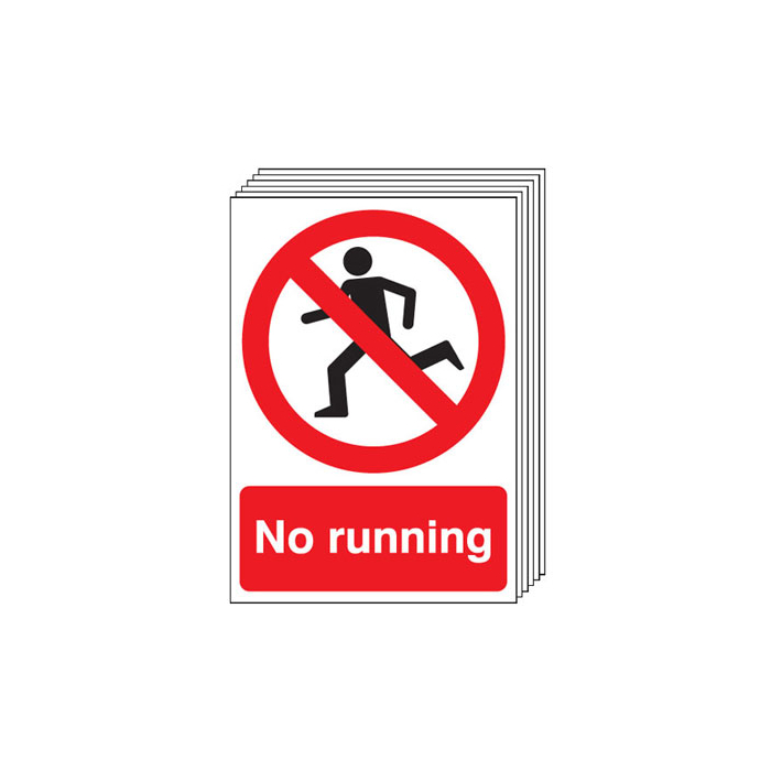 No Running Prohibition Pack Of 6 Signs