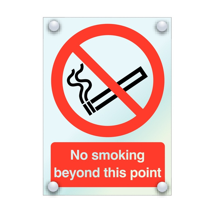 No Smoking Beyond This Point Sign In Acrylic Material