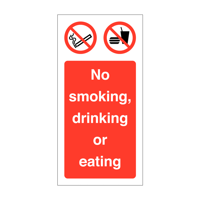 No Smoking Eating Or Drinking Vinyl Safety Labels On-a-Roll