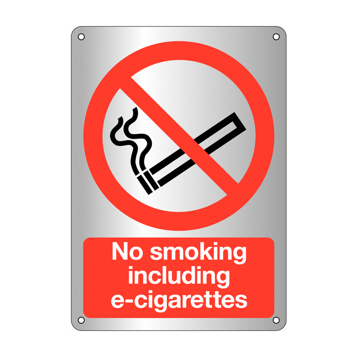 No Smoking Including E-Cigarettes Aluminium Signs