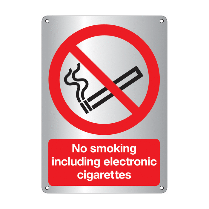 No Smoking Including Electronic Cigarettes Aluminium Signs