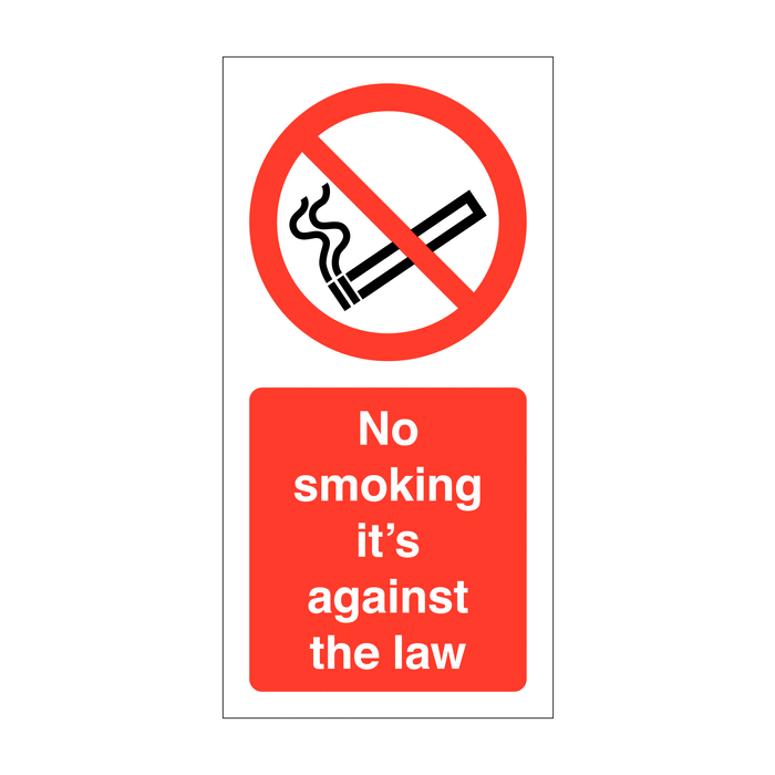No Smoking It's Against The Law Vinyl Safety Labels On-a-Roll