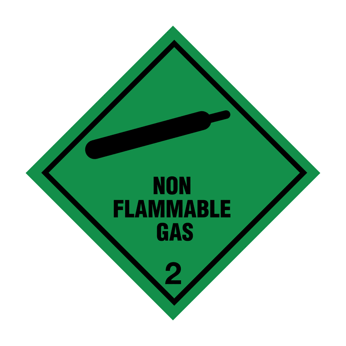 Non-Flammable Gas & 2 Easy Peel Hazard Diamonds
