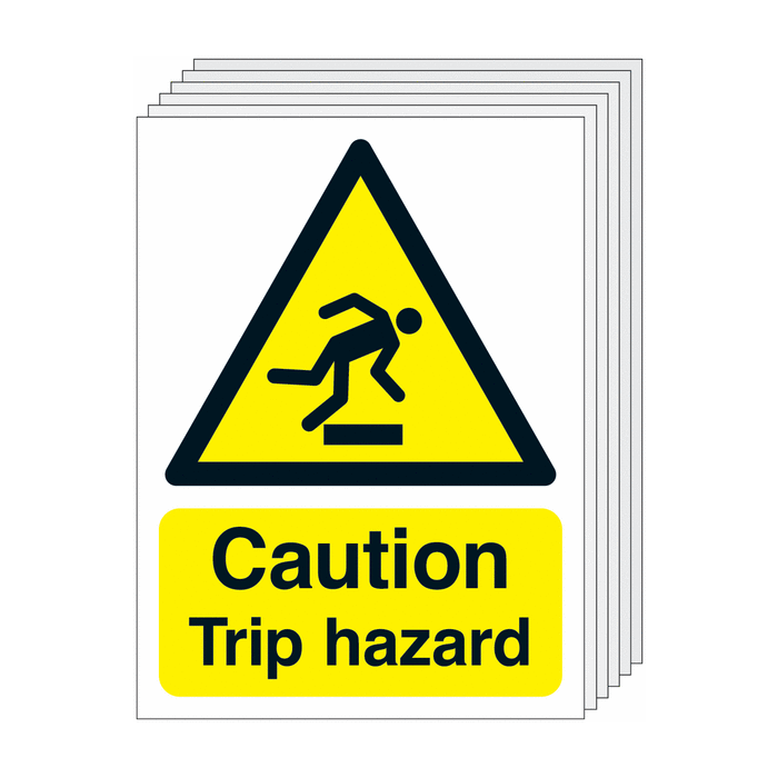 Caution Trip Hazard Warning Sign 6 Pack