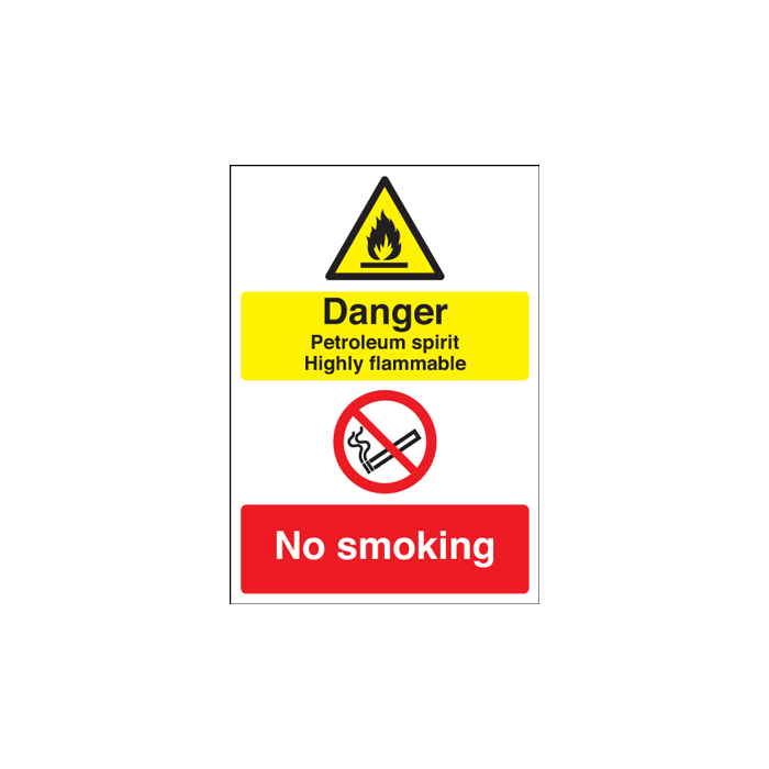 Petroleum Spirit Highly Flammable No Smoking Sign
