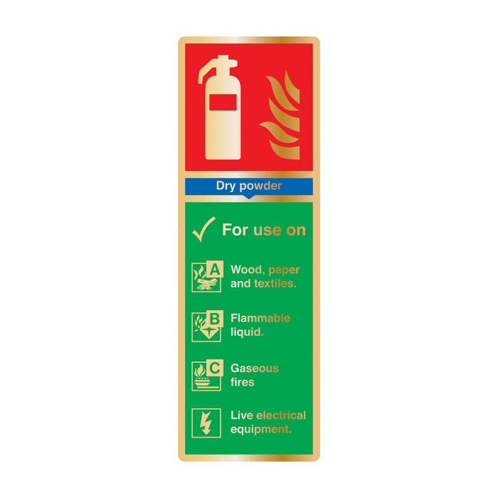 Powder Fire Extinguisher Brass Identification Signs