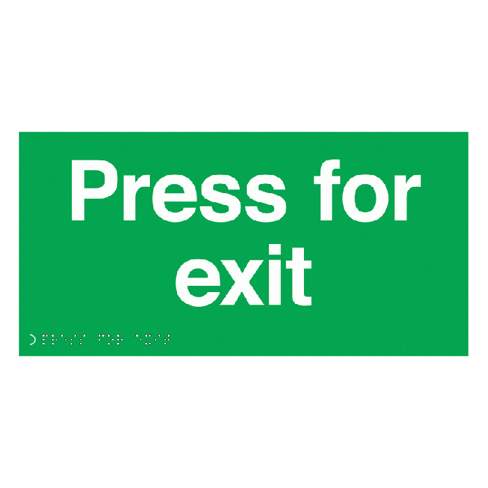 Press For Exit Tactile And Braille Sign