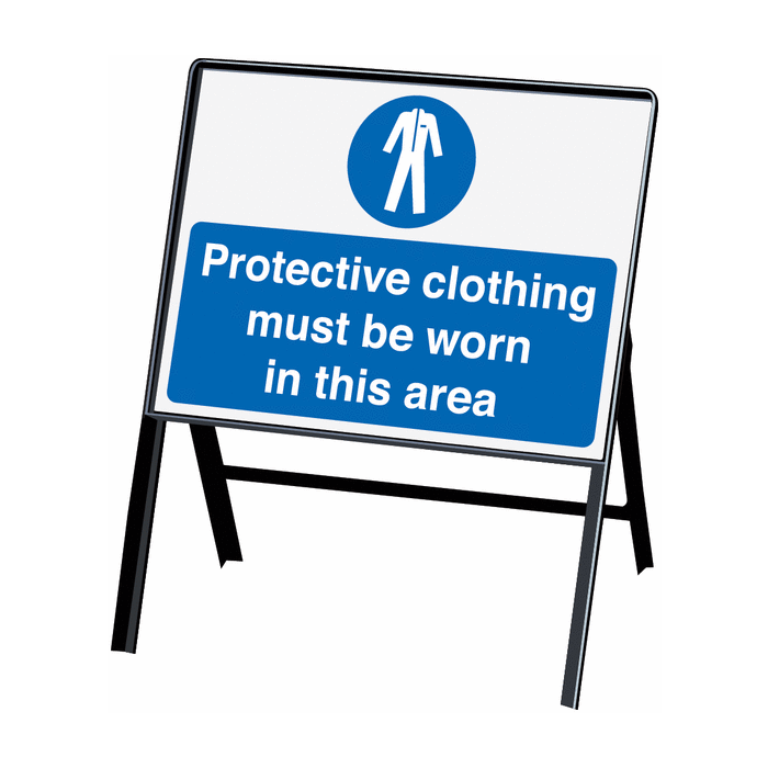 Protective Clothing Must Be Worn In Area Stanchion Signs