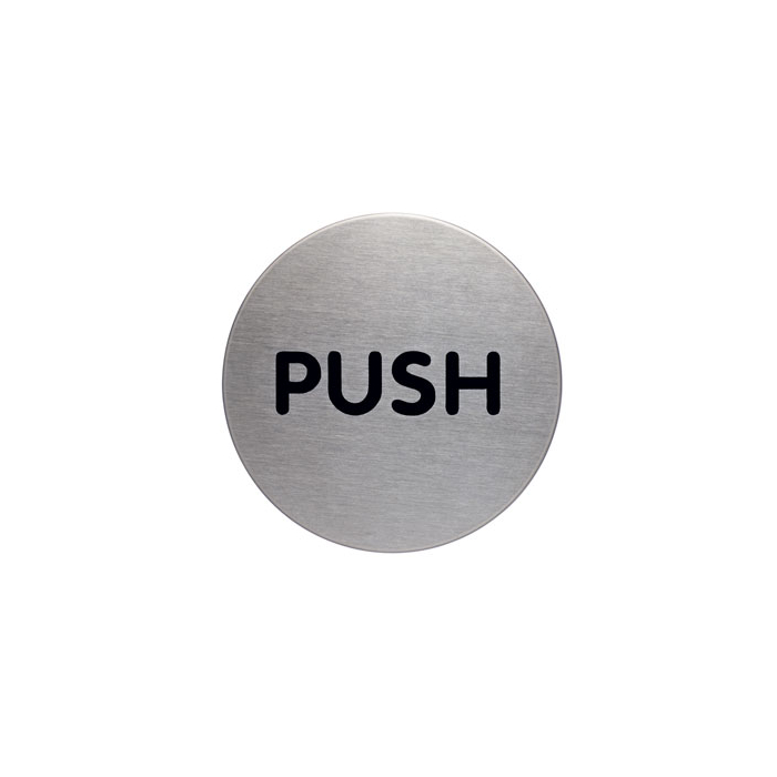 Push Picto Brushed Stainless Steel Door Sign