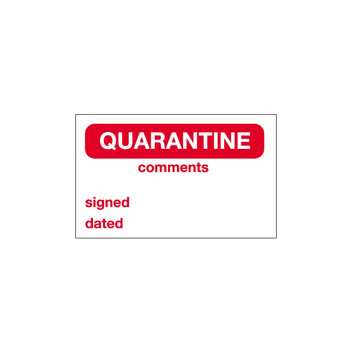 Quarantine Quality Control Label In Vinyl Cloth