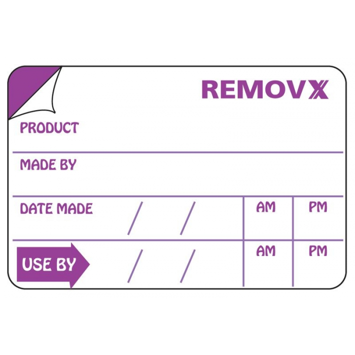 Removx™ Shelf Life Product Made By Date Made Use By Labels