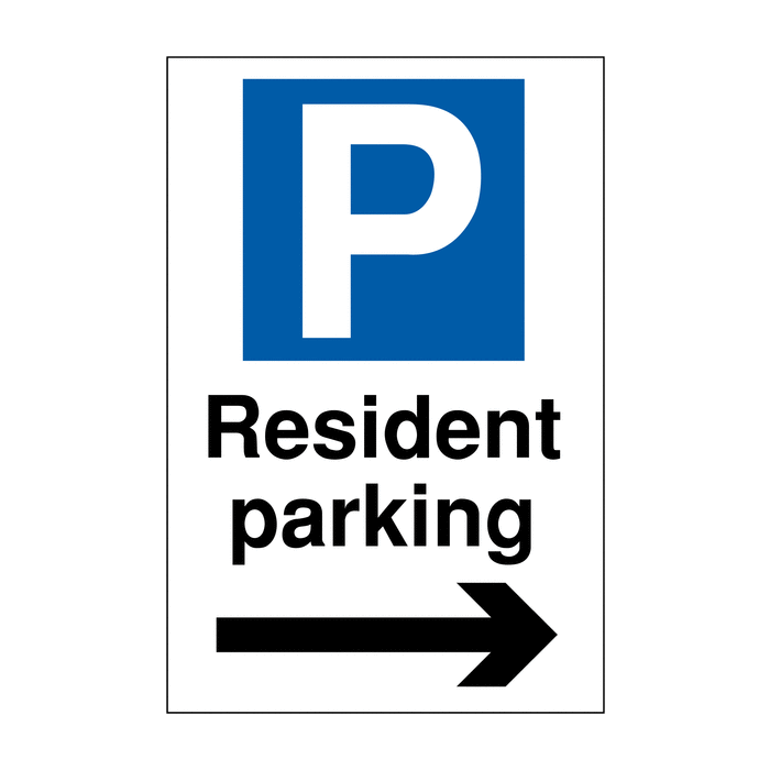 Resident Parking Arrow Right Reserved Parking Signs