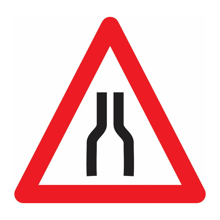 Roll up Road Narrows Ahead Traffic Sign