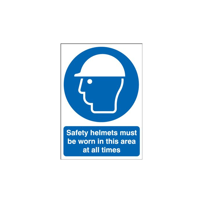Safety Helmets Must Be Worn Polycarbonate Sign
