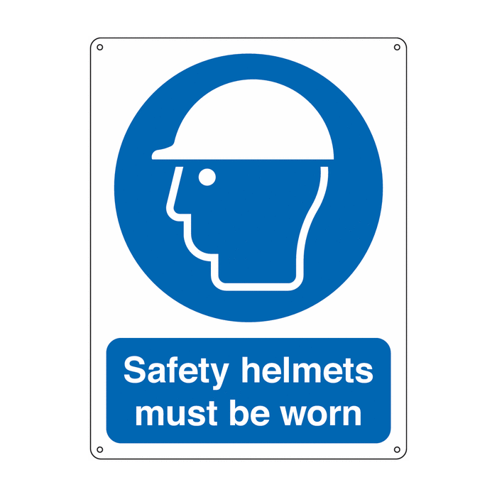 Safety Helmets Must Be Worn Vandal Resistant Sign