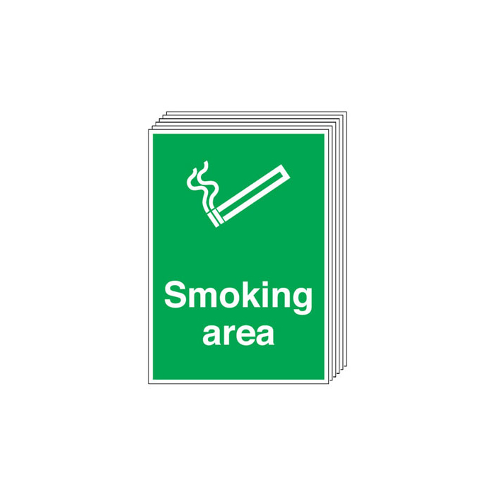 Smoking Area Sign 6 Pack Great Value!