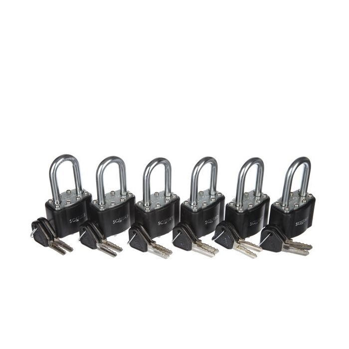 Squire 17 And 39mm Long Shackle 6 Pack Padlocks With Short 39mm Shackle