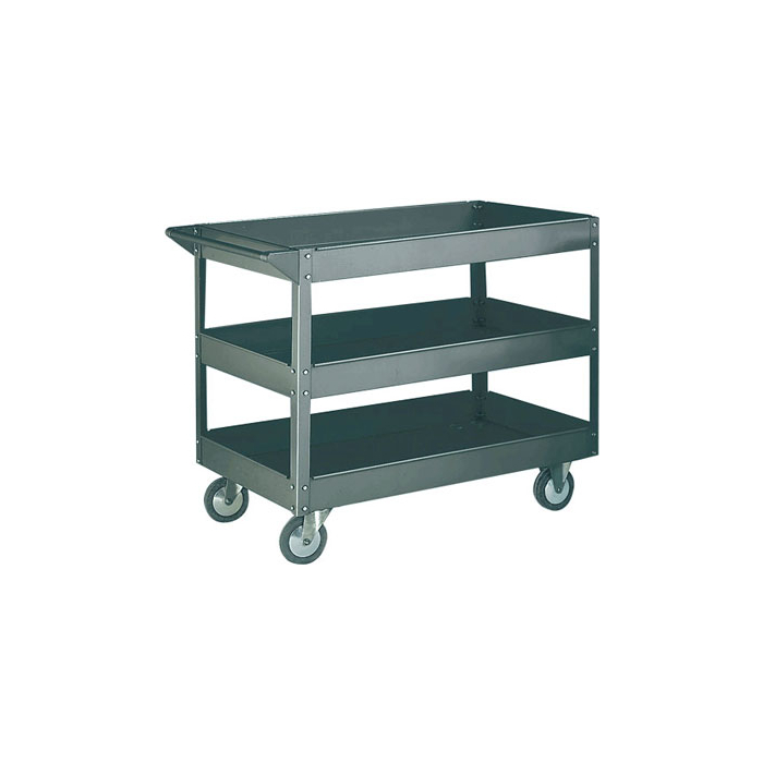 Standard Steel Trolleys With Push Pull Handles with 3 shelves
