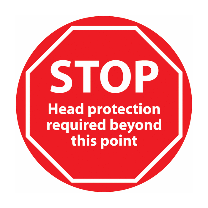 STOP Head Protection Required Beyond This Point Anti-Slip Floor Sign