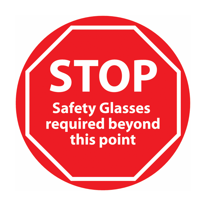 STOP Safety Glasses Required Beyond This Point Anti-Slip Floor Sign