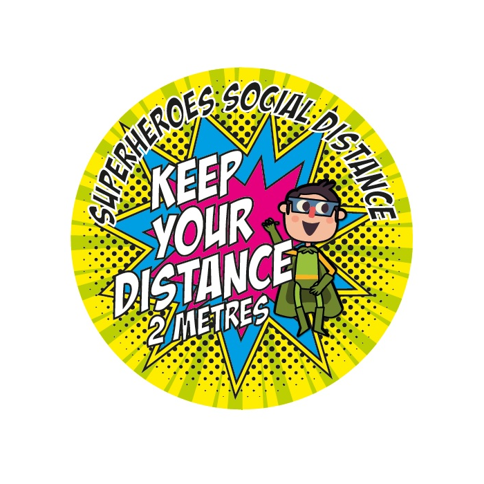Superheroes Social Distance School Floor Signs