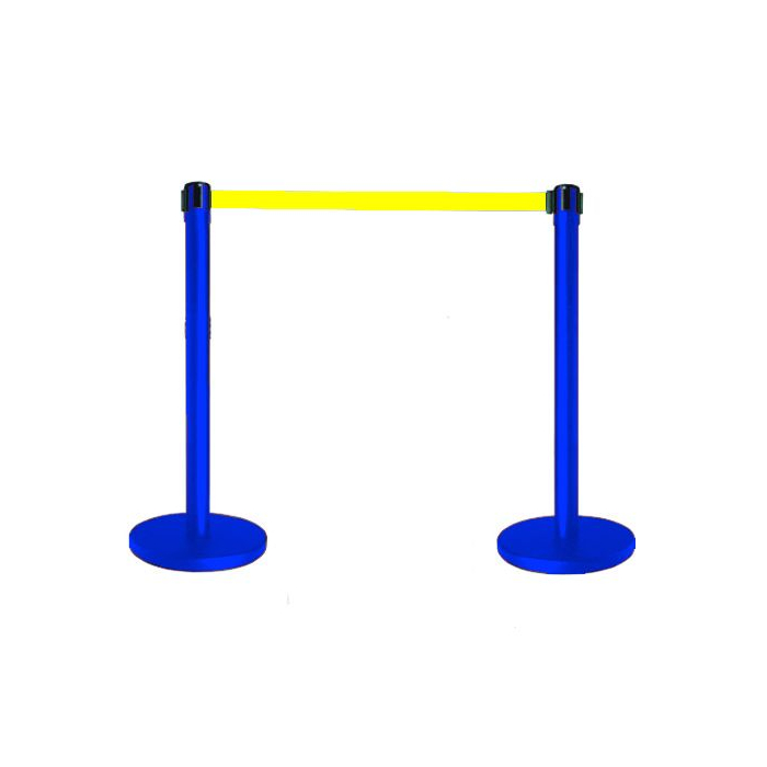 Tensabarrier® Blue Post With Yellow Webbing
