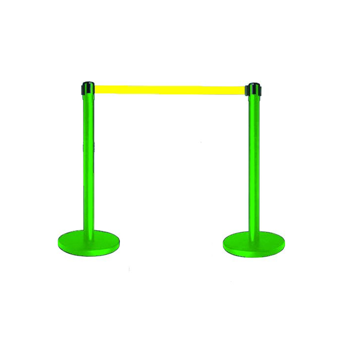 Tensabarrier® Green Post With Yellow Webbing