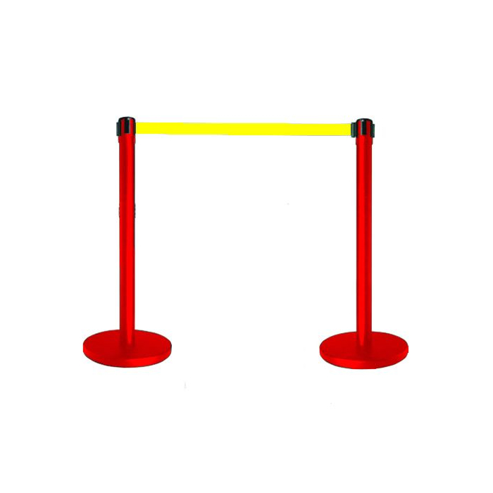 Tensabarrier® Red Post With Yellow Webbing