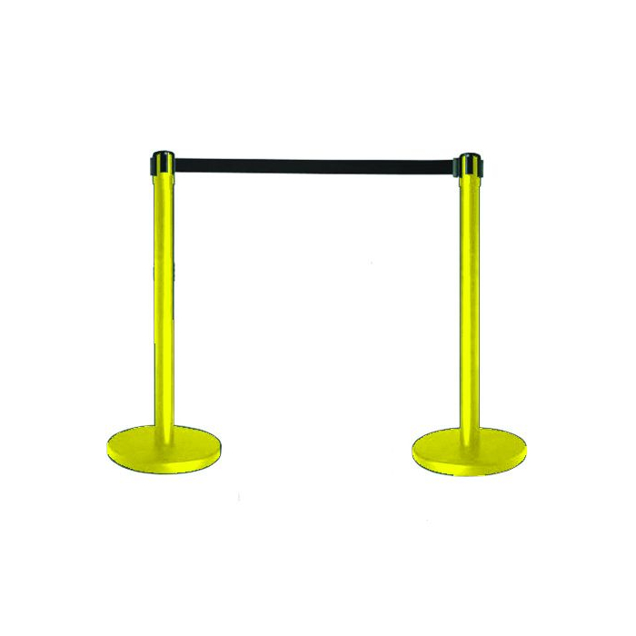Tensabarrier® Yellow Post With Black Webbing