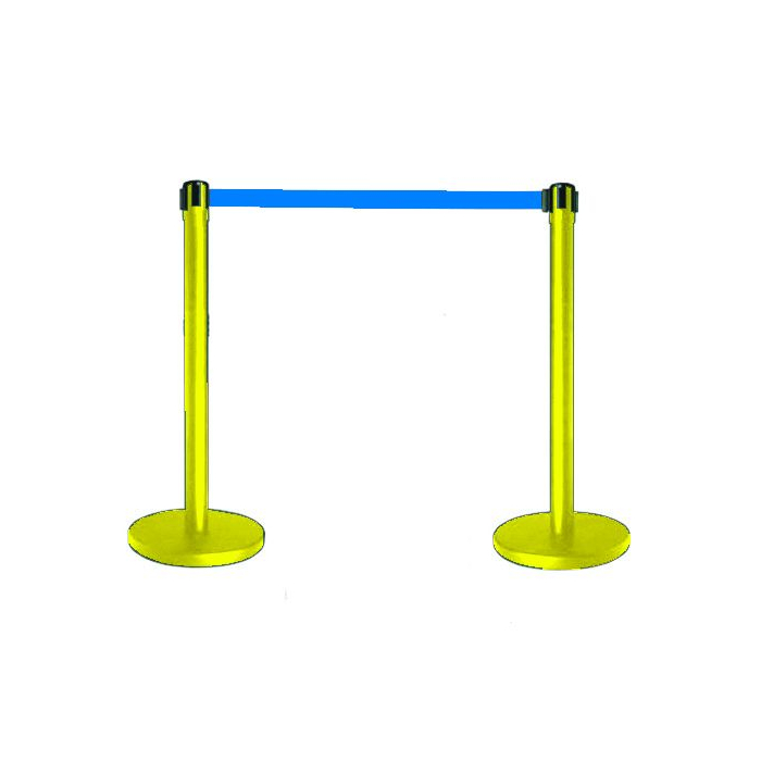 Tensabarrier® Yellow Post With Blue Webbing