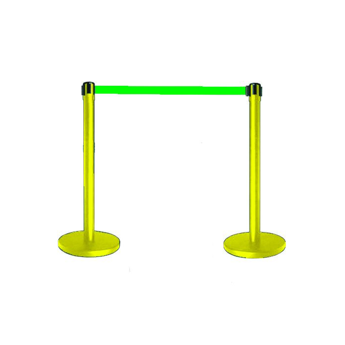 Tensabarrier® Yellow Post With Green Webbing
