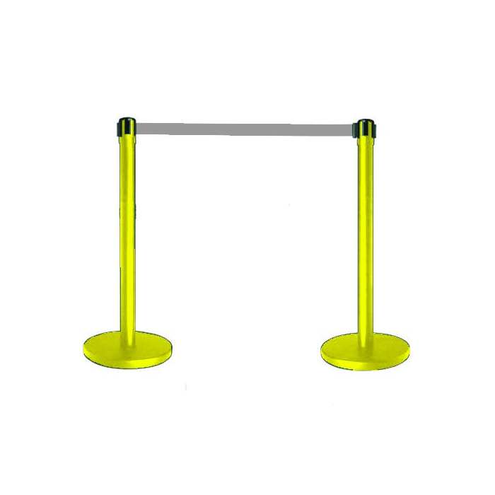 Tensabarrier® Yellow Post With Grey Webbing